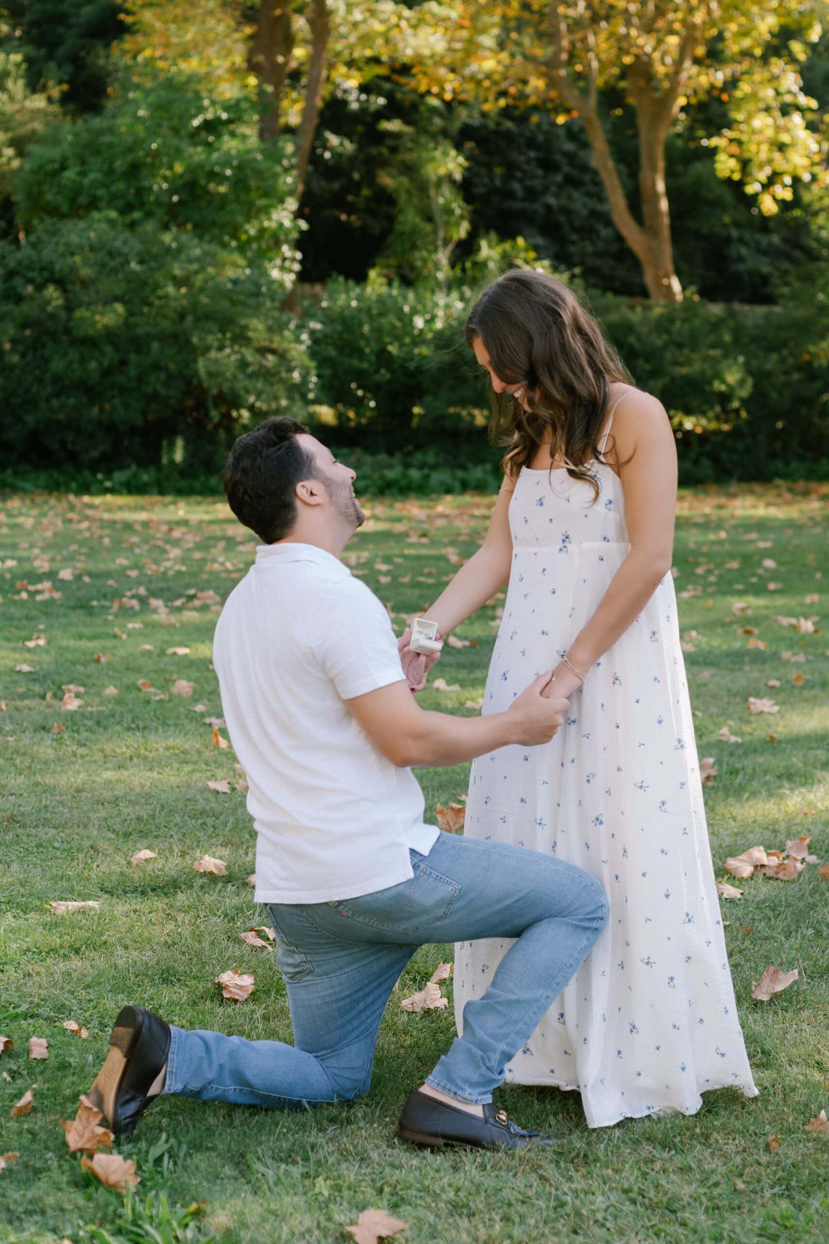 Proposal on one knee in the gardens of Seteais Palace, Sintra